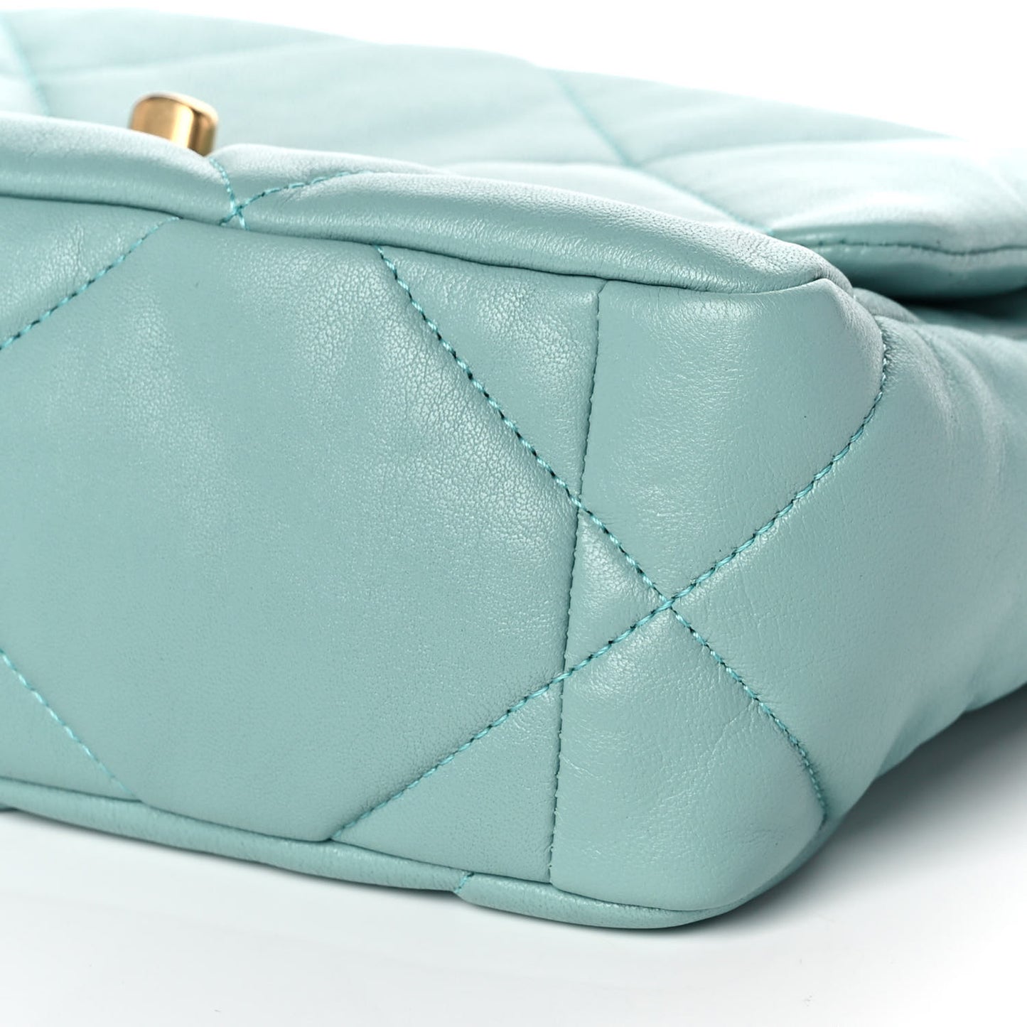 Shiny Lambskin Quilted Medium Chanel 19 Flap Light Blue