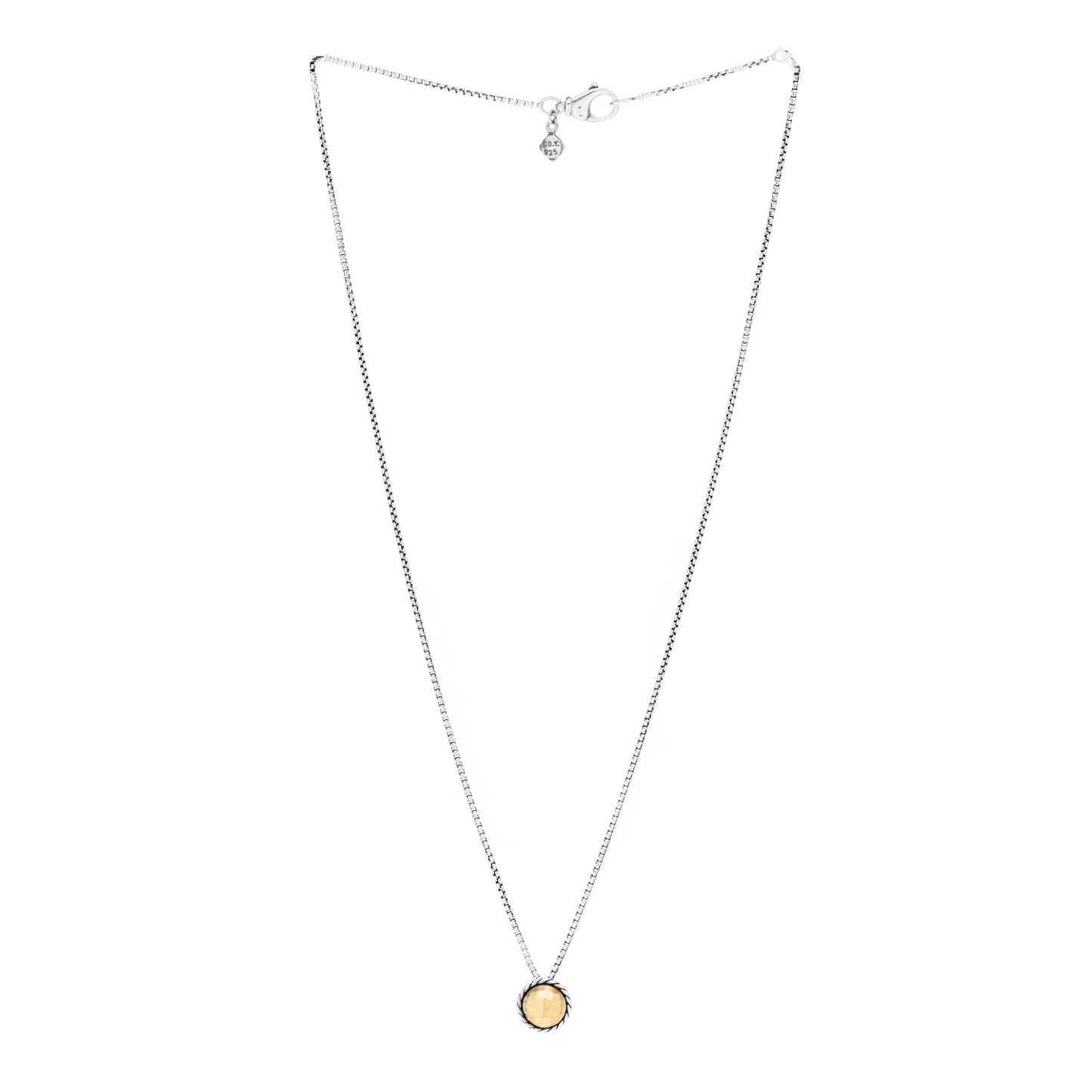 Sterling Silver 18K Yellow Gold 8mm Petite Chatelaine Pendant Necklace