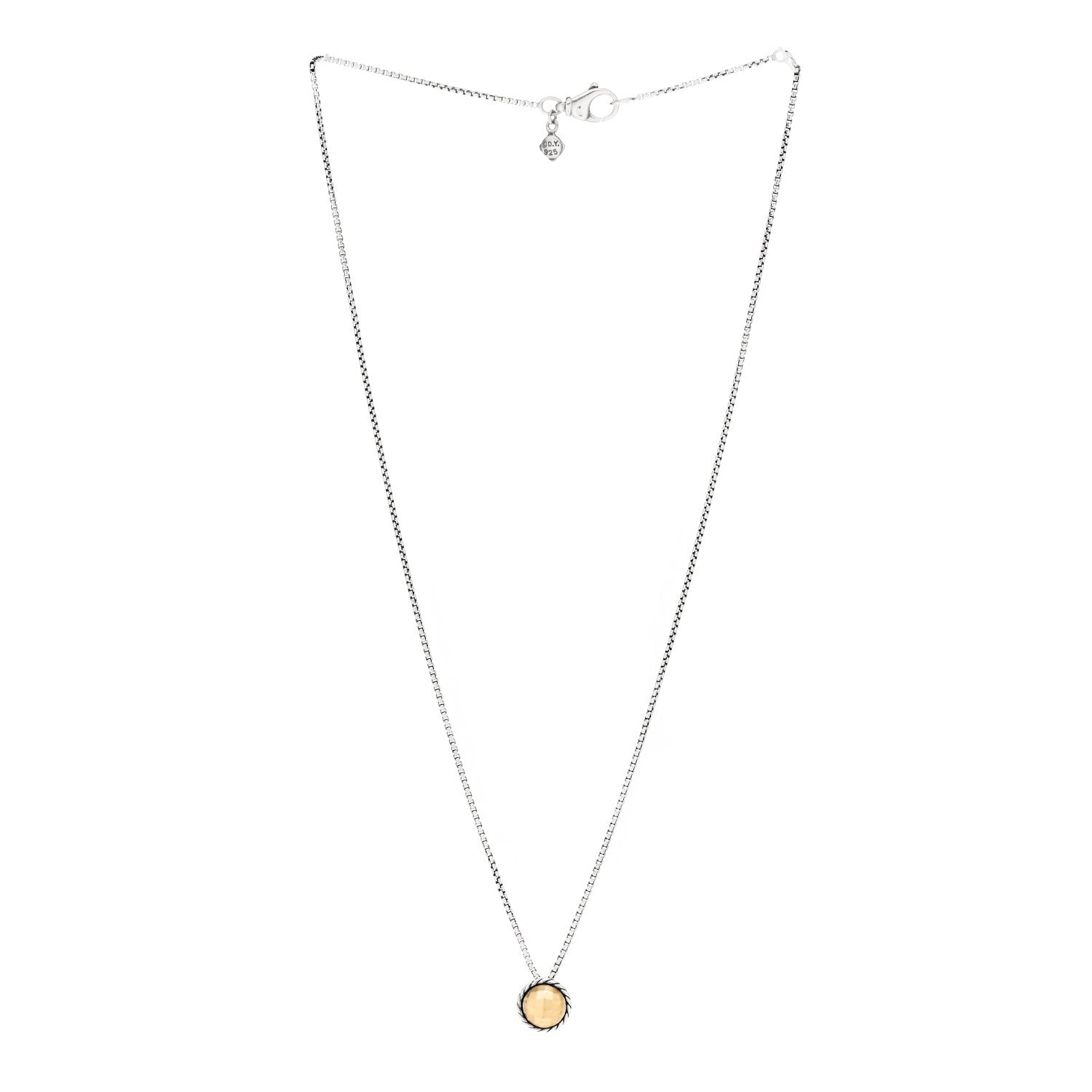David Yurman Sterling Silver 18K Yellow Gold 8mm Petite Chatelaine Pendant Necklace 3 of 5