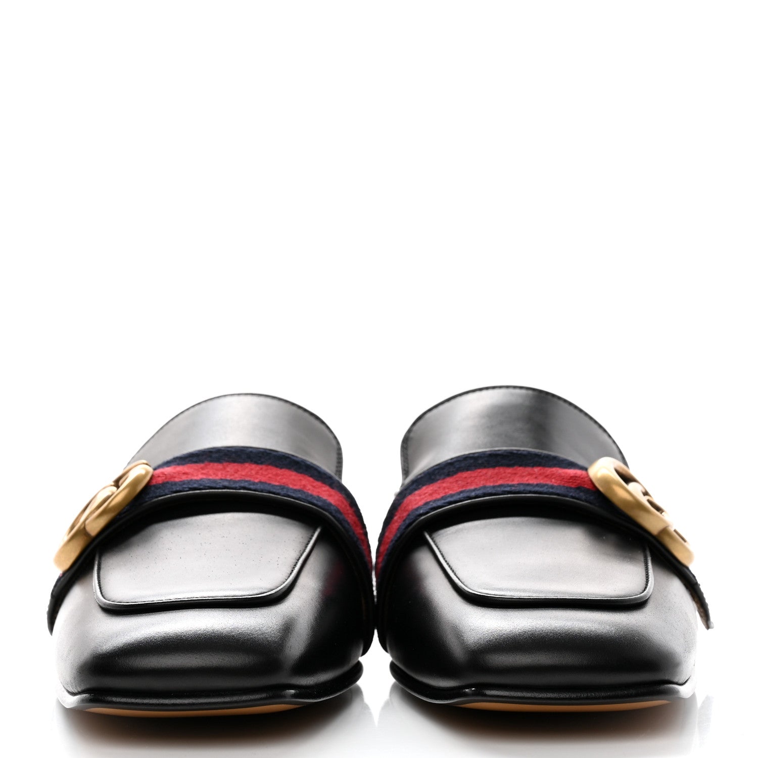 Gucci Calfskin Web Womens Peyton GG Slippers 37 Black 2 of 9
