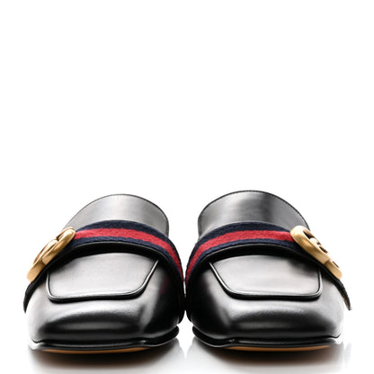 Gucci Calfskin Web Womens Peyton GG Slippers 37 Black 2 of 9