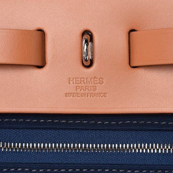 Hermes Vache Hunter Toile Herbag Zip 31 PM Bleu De Malte 9 of 11