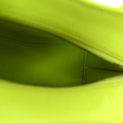 Balenciaga Semi Shiny Calfskin Crocodile Embossed Neo Classic Silver Hardware Mini City Fluo Yellow 10 of 10