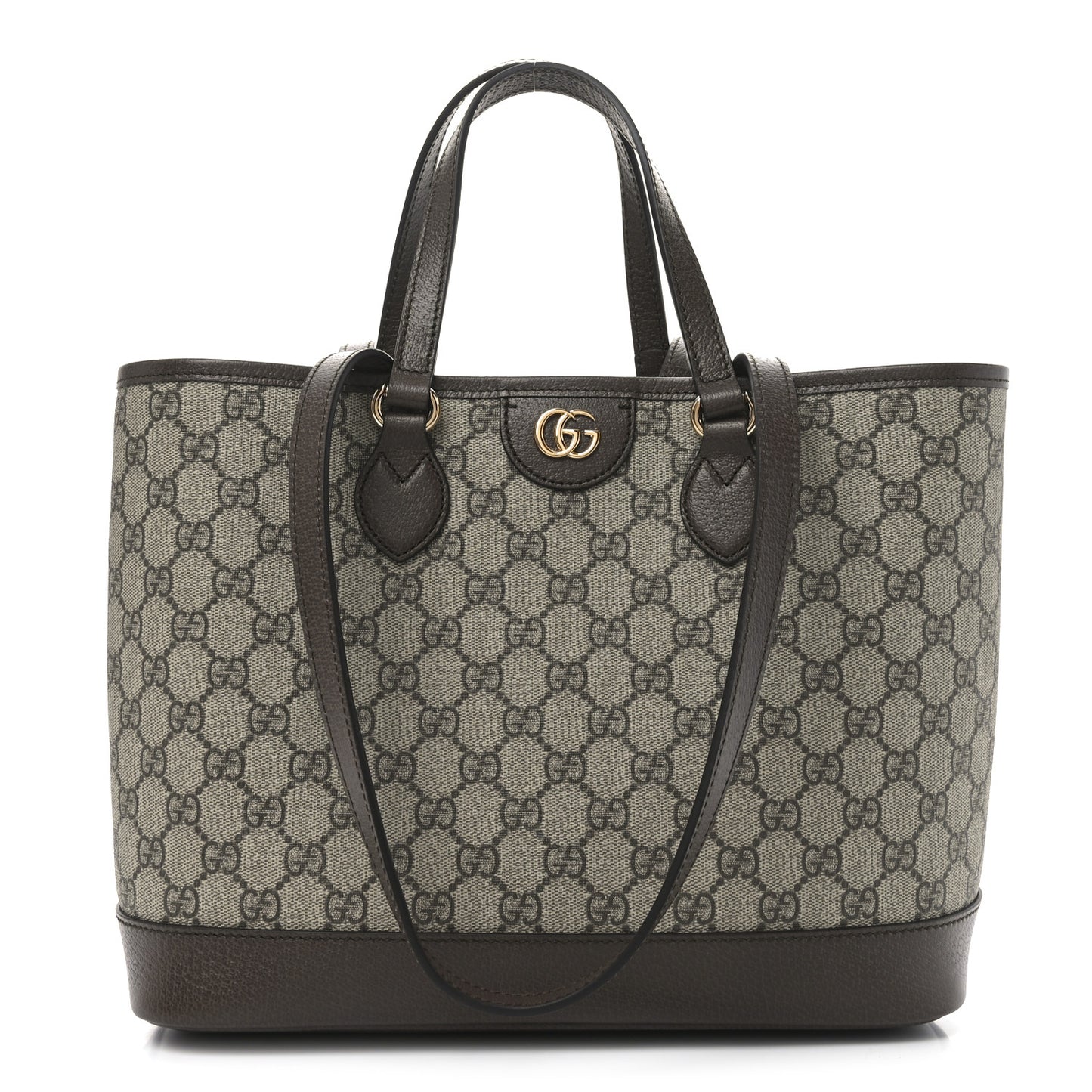 GG Supreme Monogram Textured Calfskin Small Ophidia Shoulder Tote Bag Beige Ebony New Acero