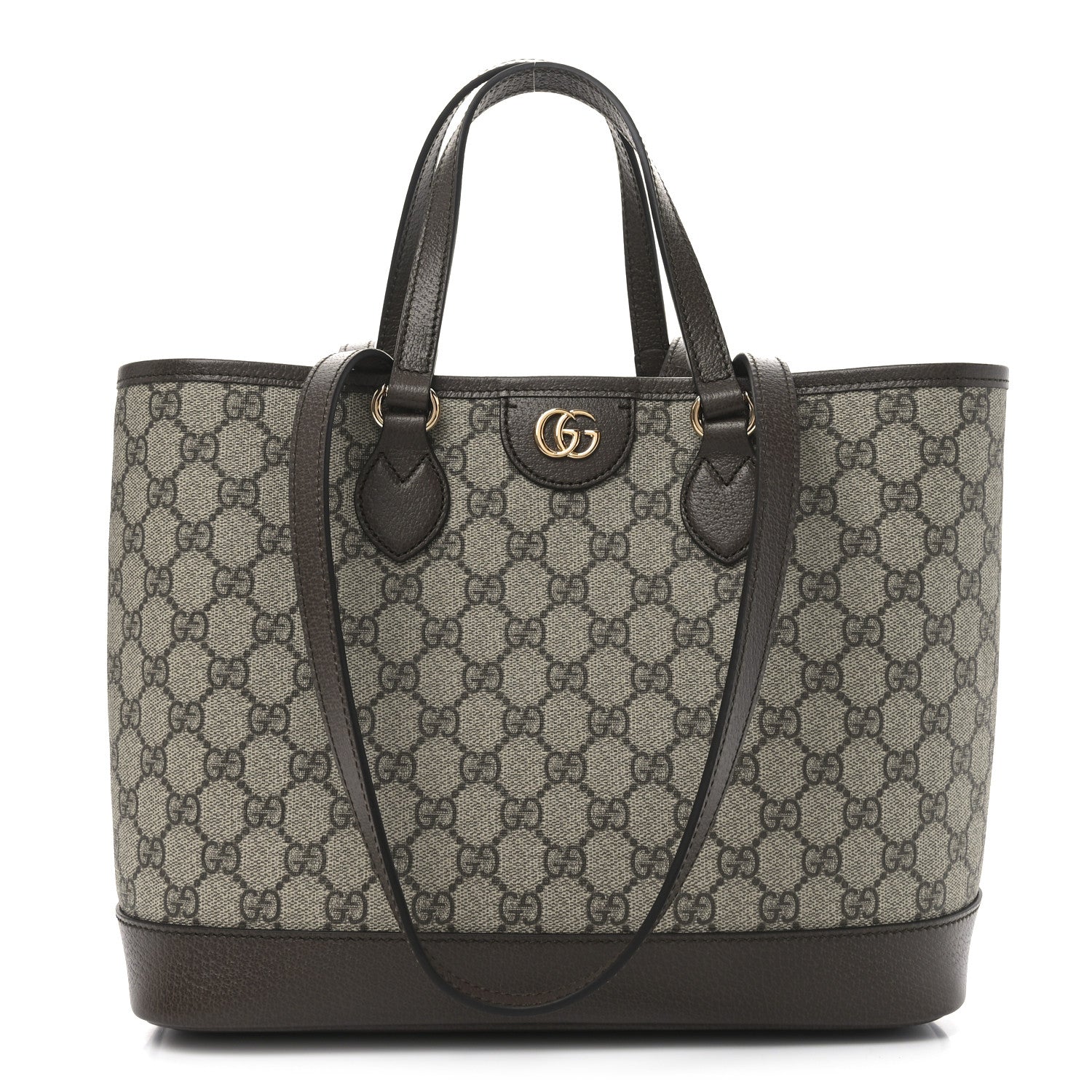 Gucci GG Supreme Monogram Textured Calfskin Small Ophidia Shoulder Tote Bag Beige Ebony New Acero 1 of 10