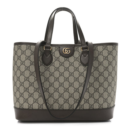 Gucci GG Supreme Monogram Textured Calfskin Small Ophidia Shoulder Tote Bag Beige Ebony New Acero 1 of 10