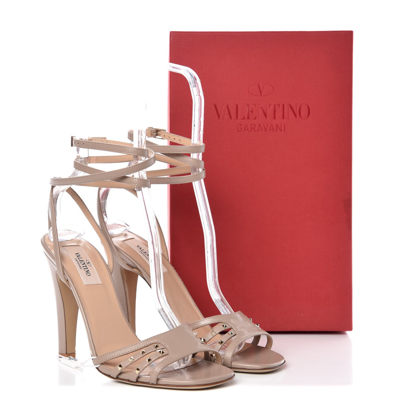 Nappa Rockstud Wrap Sandals 38 Poudre
