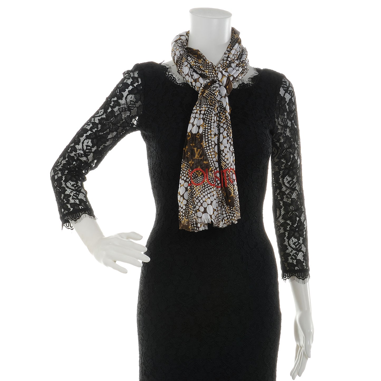 Cotton Monogram Kusama Infinity Dots Pareo Scarf White