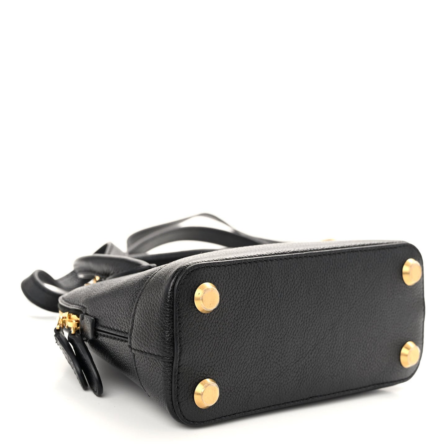 Grained Calfskin Logo XXS Ville Top Handle Bag Black White