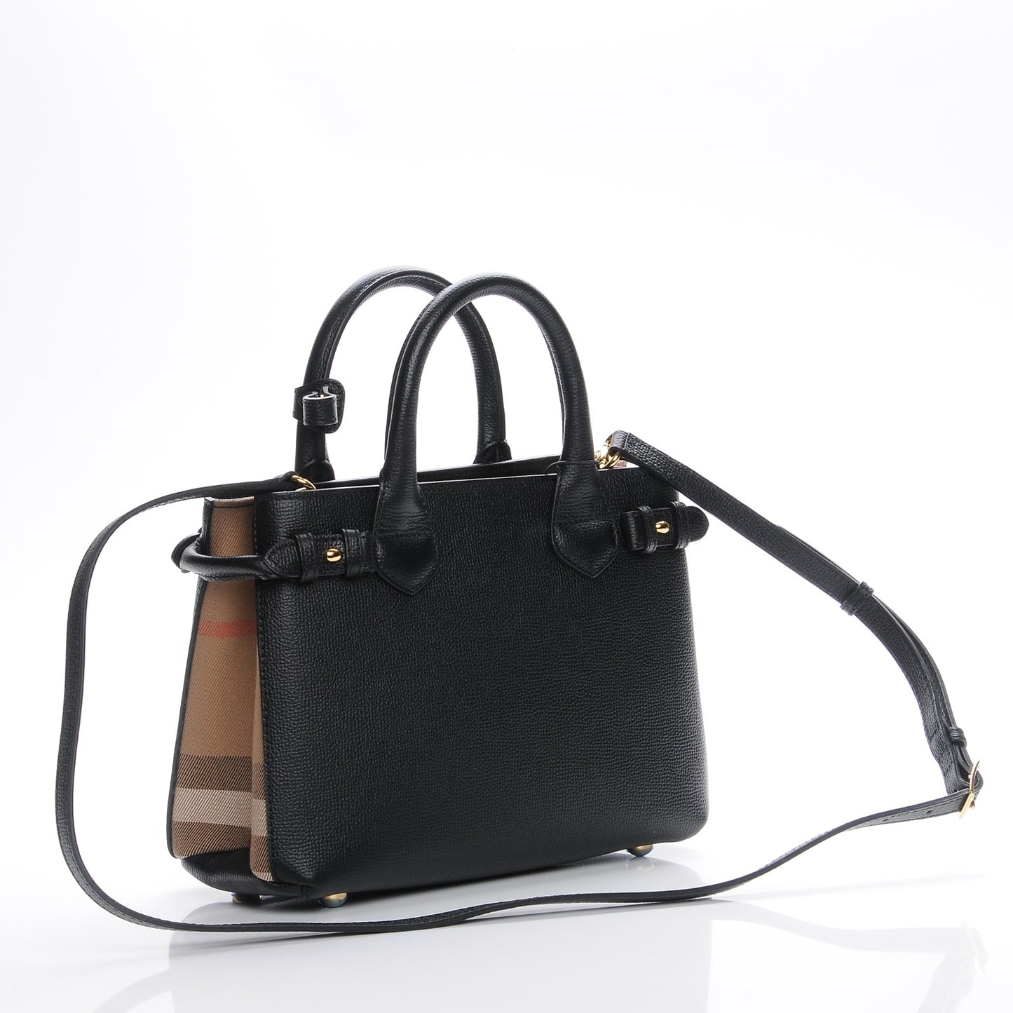 Derby Calfskin House Check Small Banner Tote Black
