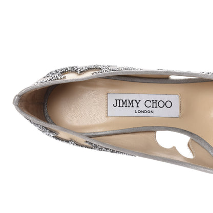 Jimmy Choo Suede Mesh Crystal Rocks Karmel 100 Pumps 35.5 Grey 8 of 10