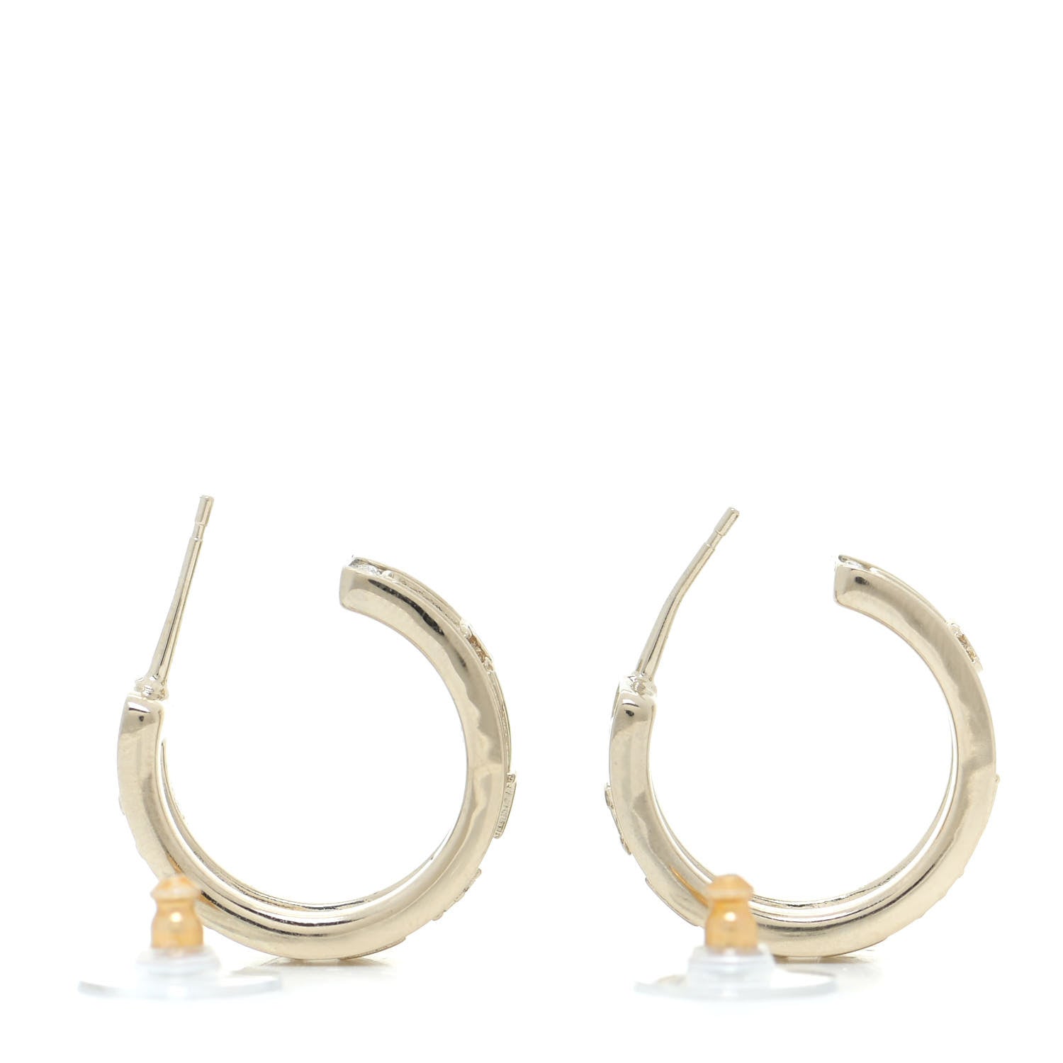 Chanel Metal Crystal Bow-tiful CC Hoop Earrings Gold 3 of 6