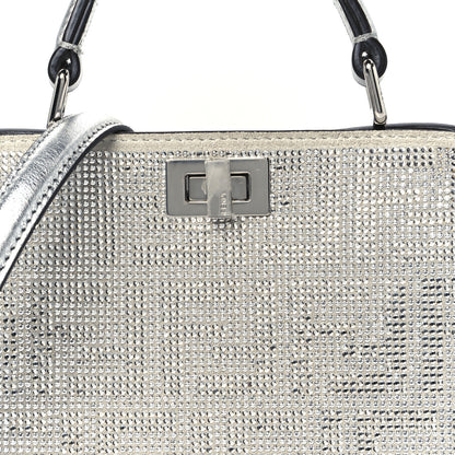 Fendi Crystal Vitello Laminato FF Petite Peekaboo I SEE U Satchel Crystal Argento 10 of 14