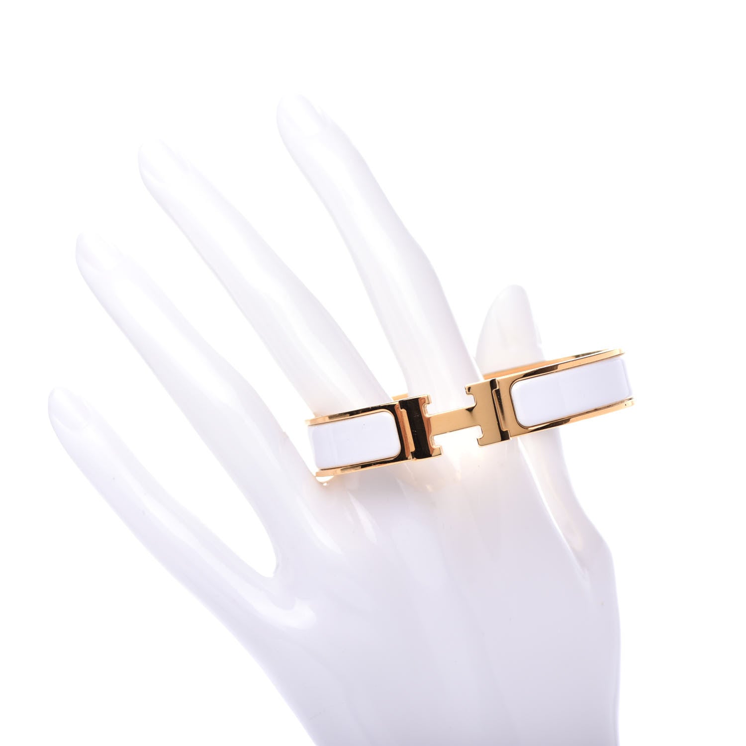 Hermes Enamel Narrow Clic Clac H Bracelet GM White 2 of 5