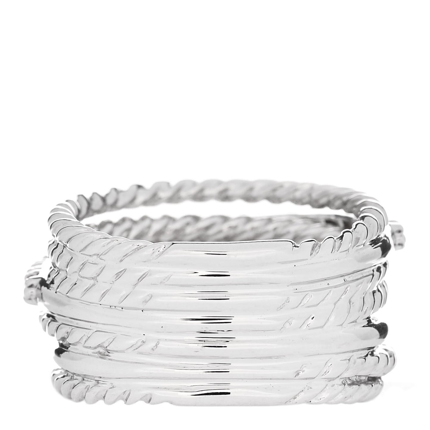 Sterling Silver Diamond 12mm Wide Crossover Cable Ring 49 5