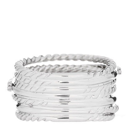 David Yurman Sterling Silver Diamond 12mm Wide Crossover Cable Ring 49 5 3 of 4