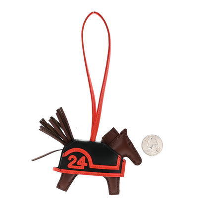 Hermes Milo Lambskin Grigri Rodeo Robeo 24 Bag Charm PM Terre Black Capucine 3 of 11