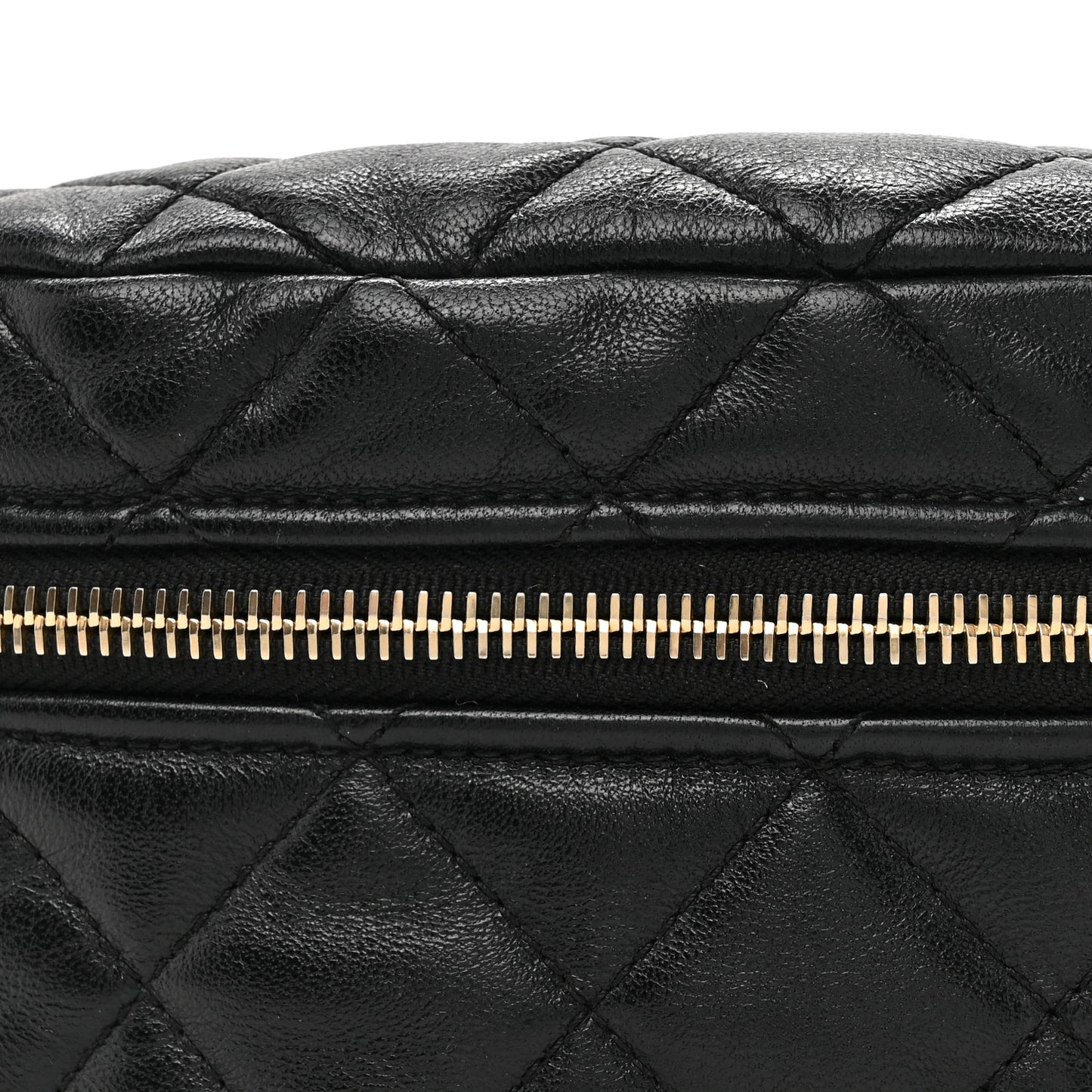 Lambskin Quilted Linked In Waist Bag Black