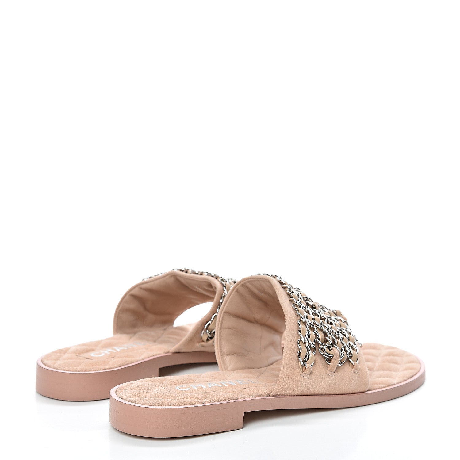 Chanel Lambskin Chain Flat Sandals 36 Beige 4 of 8