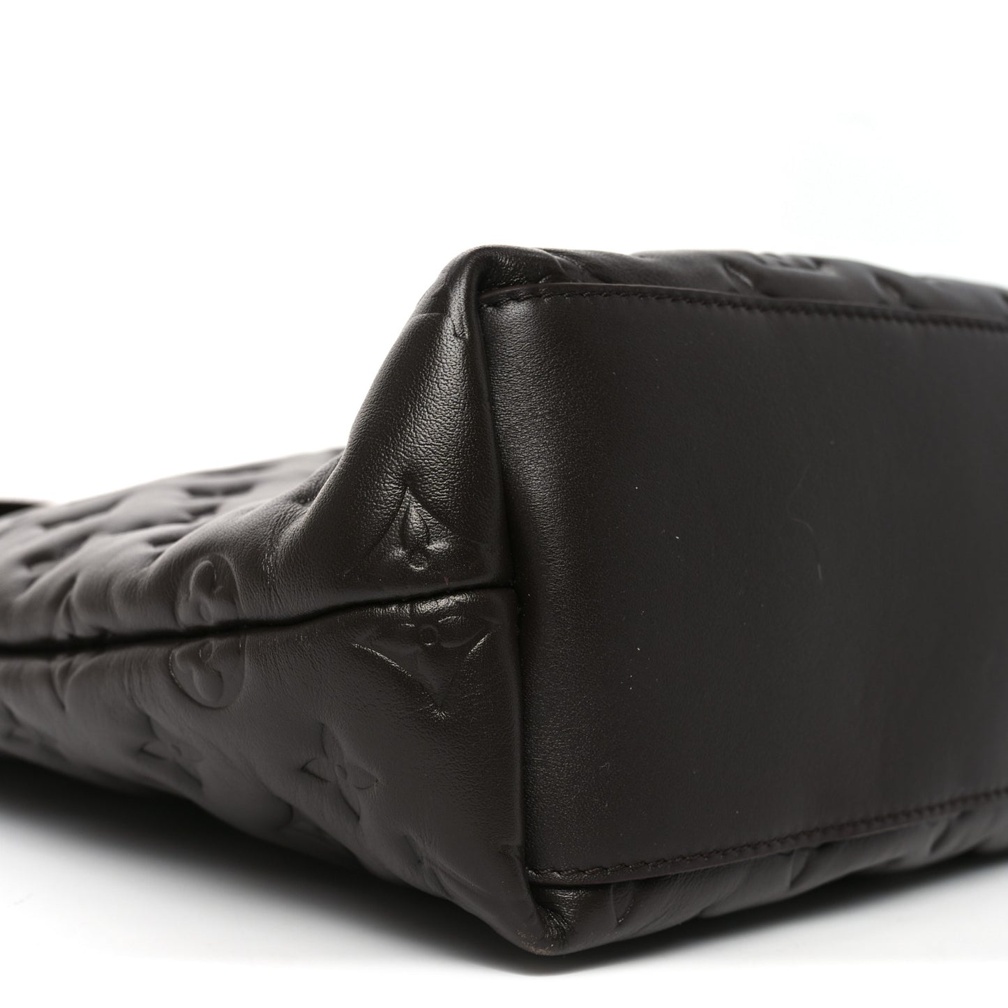 Calfskin Embossed Monogram Coussin Hobo MM Chocolate