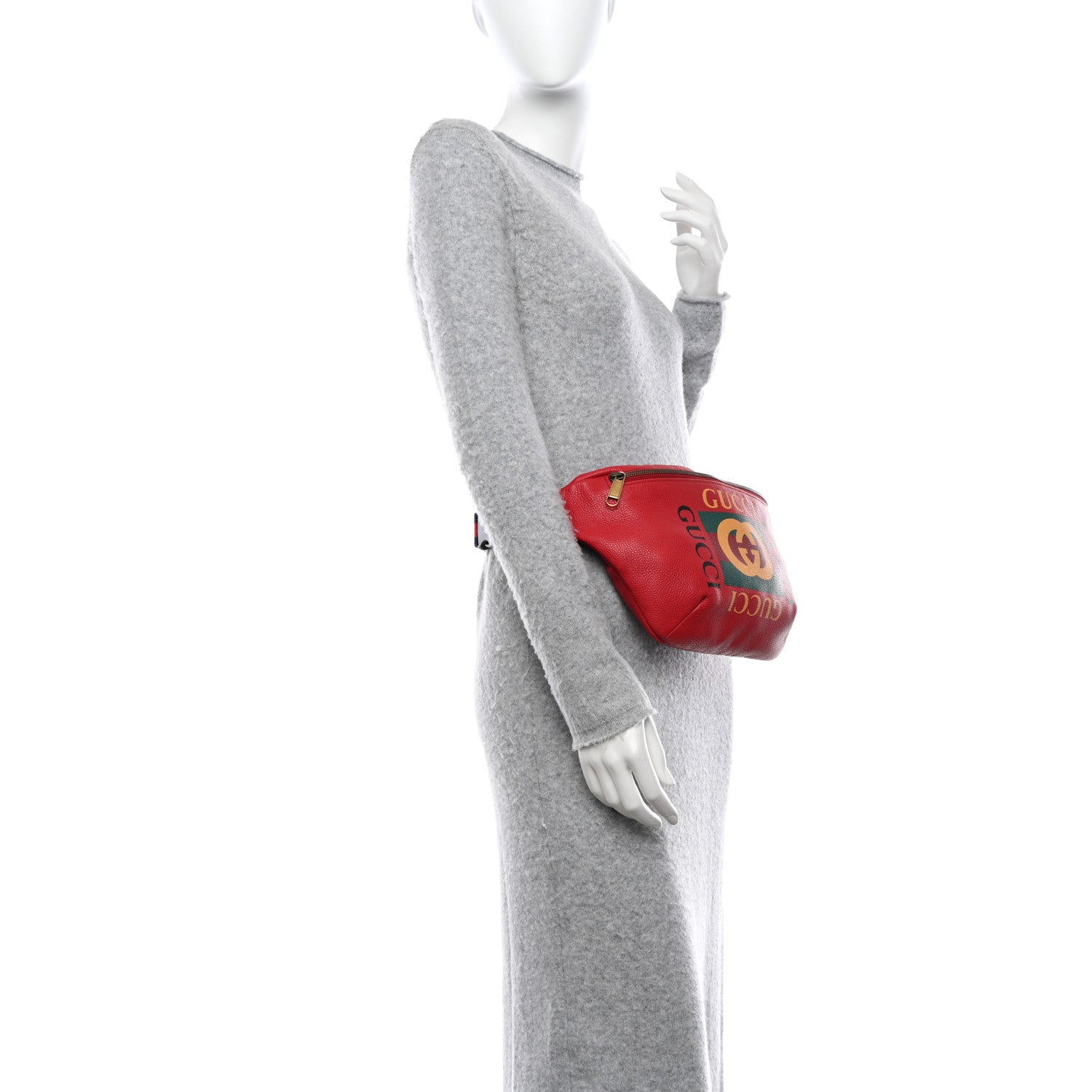 Gucci Grained Calfskin Logo Belt Bag Hibiscus Red 2 of 11