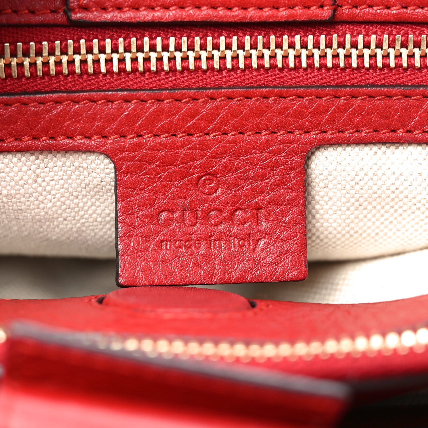 Gucci Pebbled Calfskin Medium Bamboo Shopper Tote Red 6 of 11