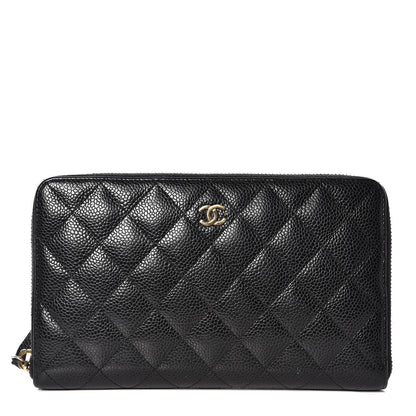 Chanel Caviar Quilted Large Zip Around Organizer Wallet Black 1 of 13