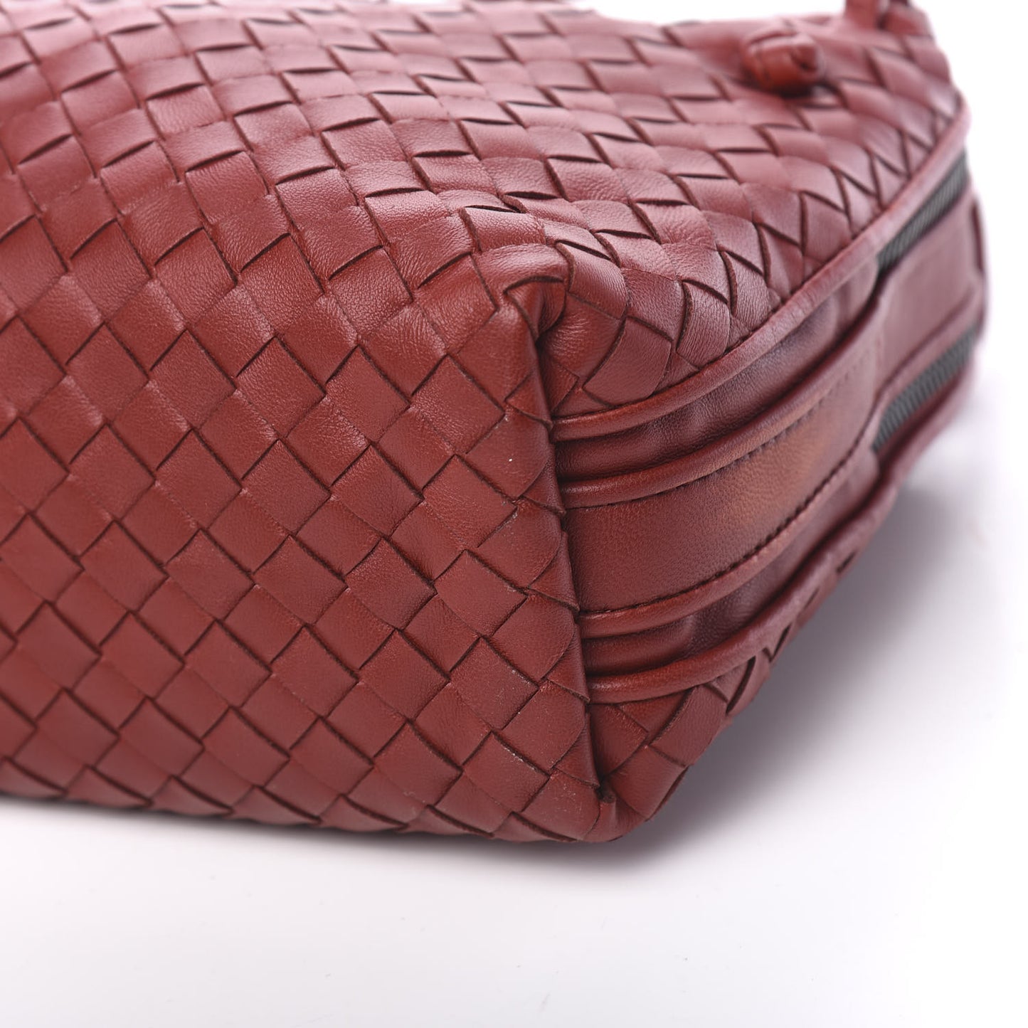 Nappa Intrecciato Double Compartment Crossbody Bag China Red