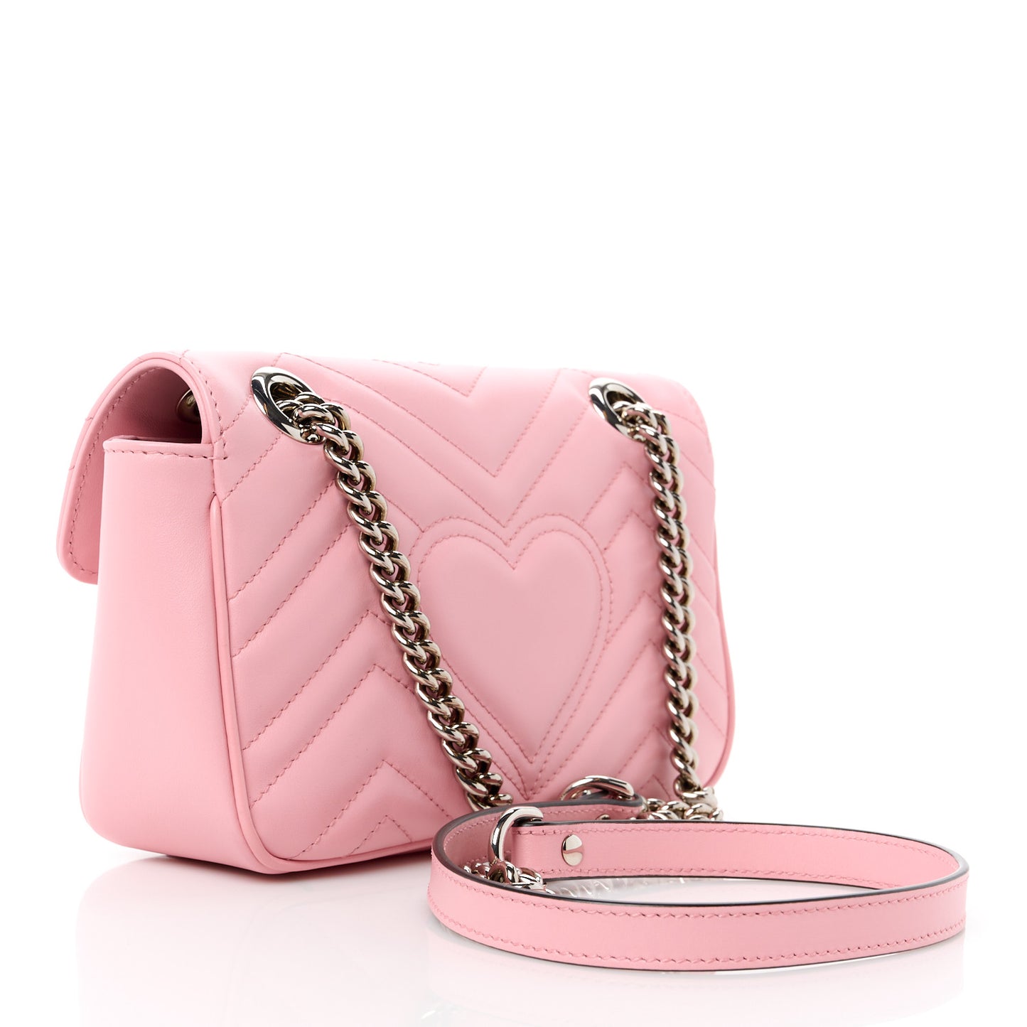 Calfskin Matelasse Mini GG Marmont Shoulder Bag Wild Rose