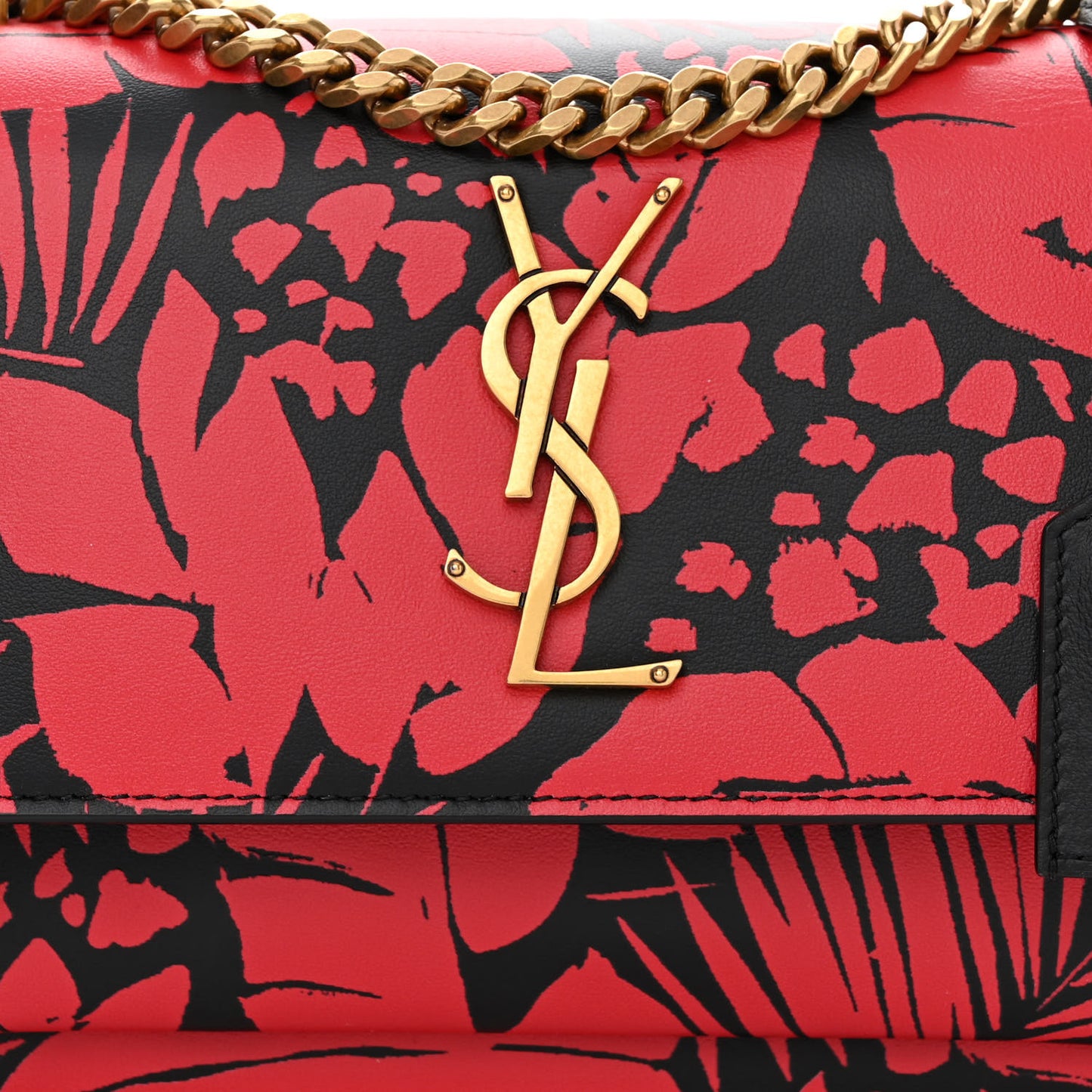Calfskin Small Monogram Sunset Tropical Print Red Black