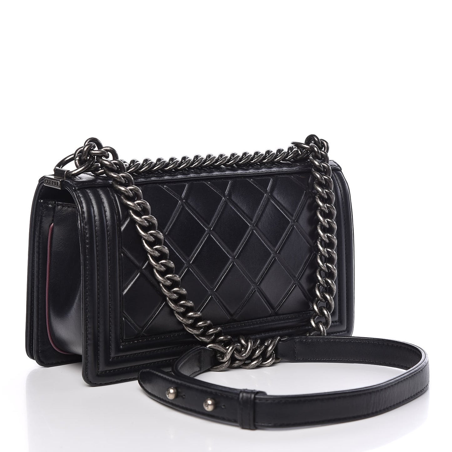 Calfskin Embossed Medium Paris Salzburg Boy Flap Black