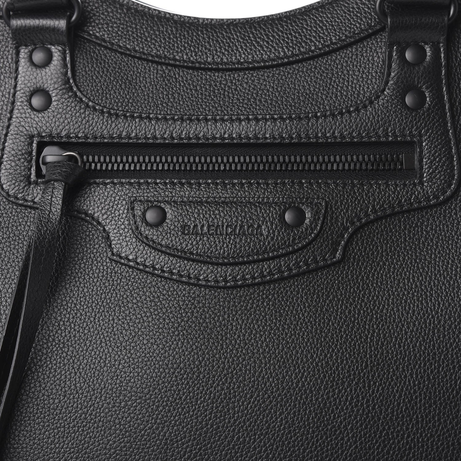 Balenciaga Grained Calfskin Neo Classic Black Hardware Large Top Handle Bag Black 10 of 10