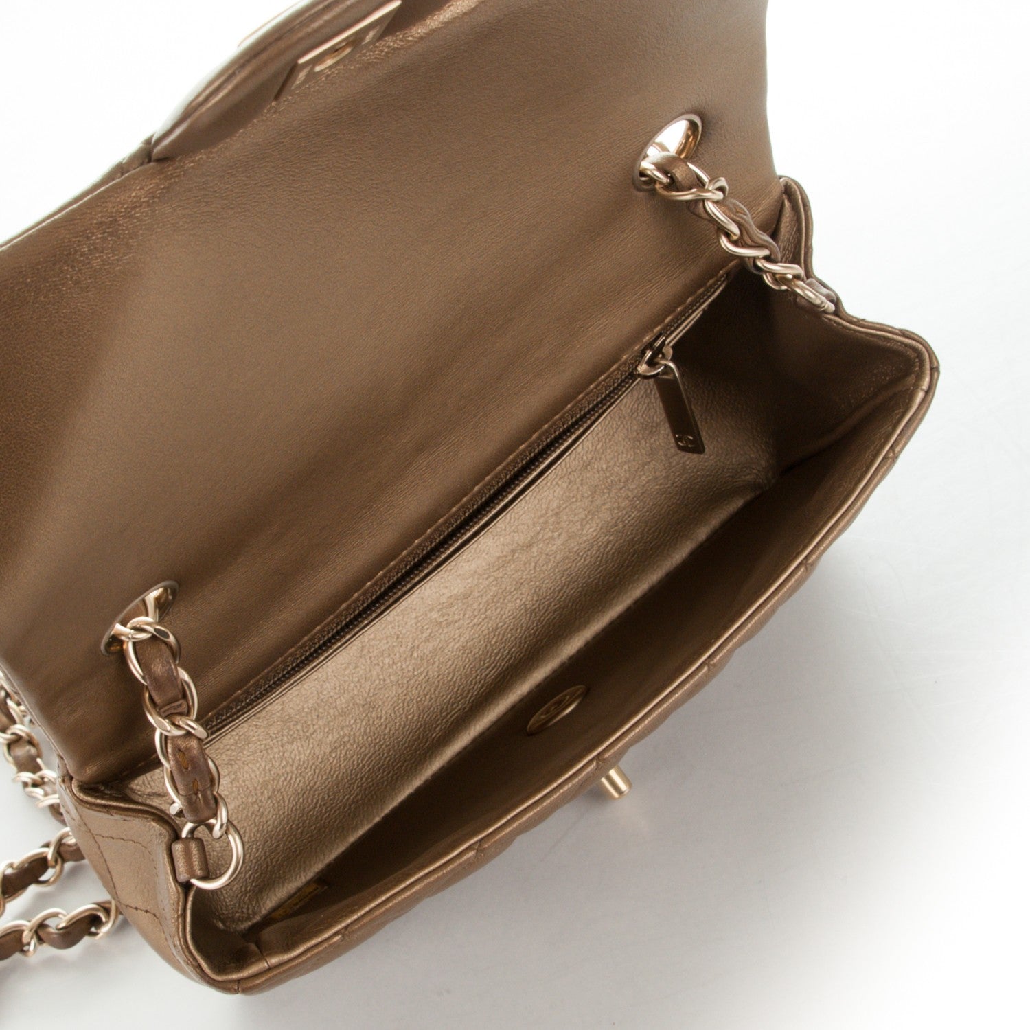 Chanel Metallic Lambskin Quilted Mini Rectangular Flap Gold 5 of 10
