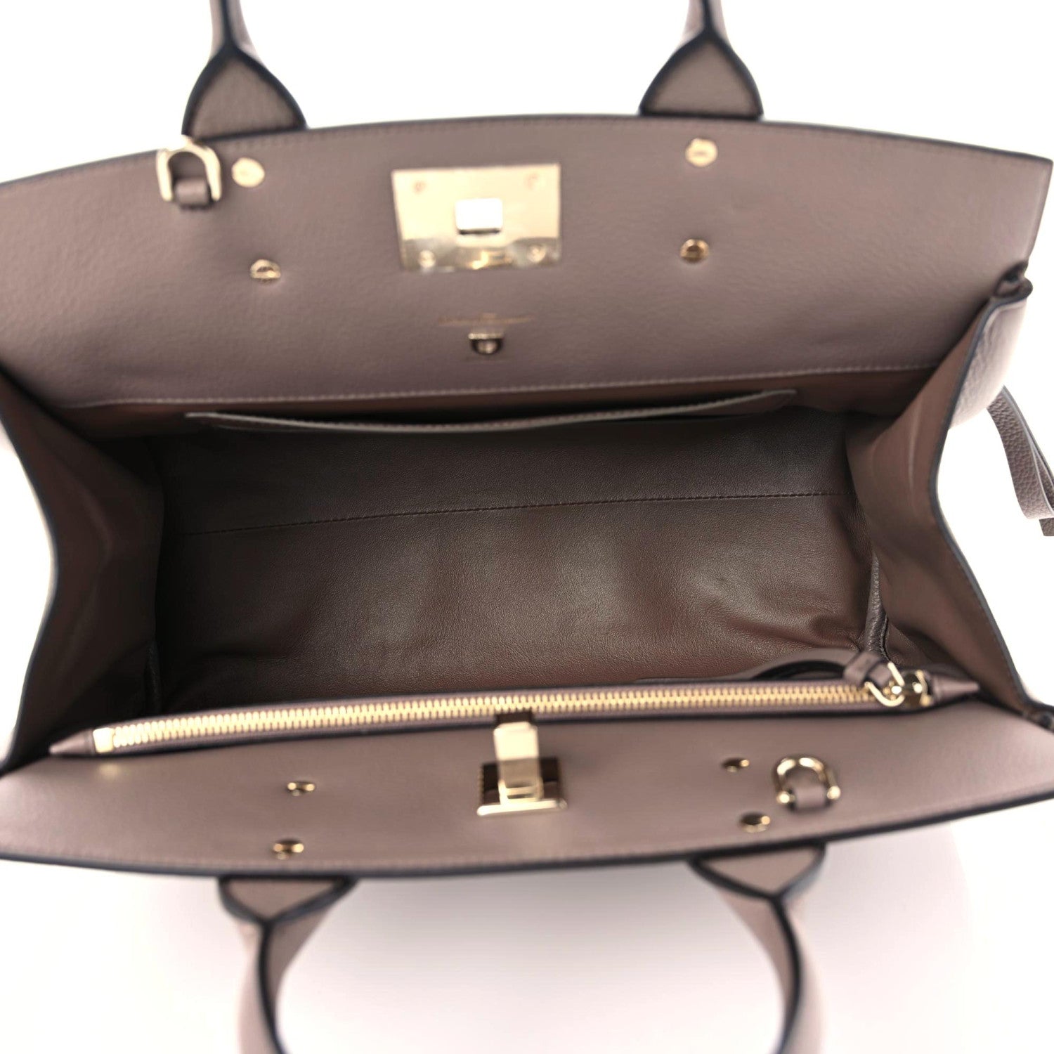 Salvatore Ferragamo Hammered Calfskin Medium Studio Bag Caraway Seed 7 of 9