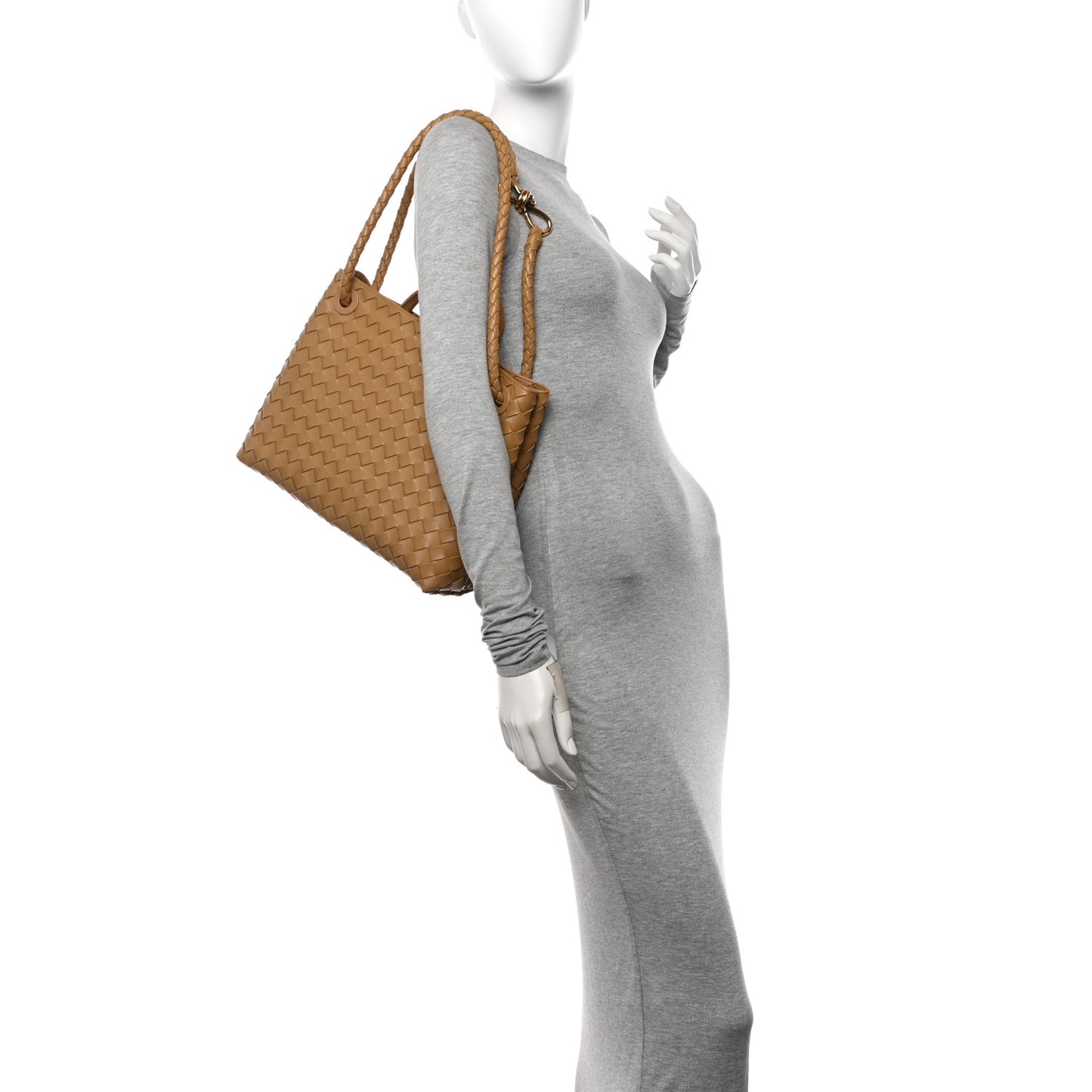 Nappa Intrecciato Medium Andiamo Shoulder Bag Dark Praline