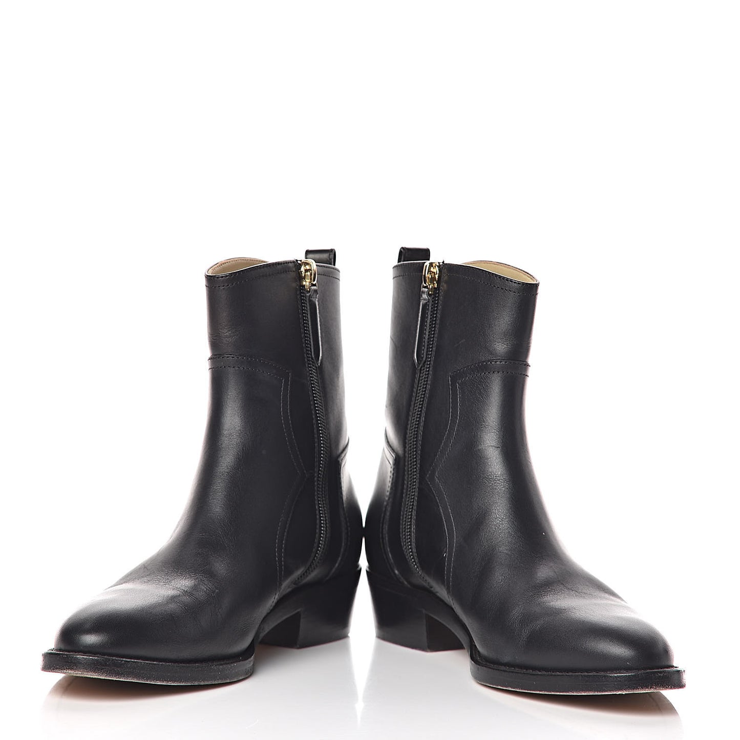Calfskin Paris Dallas Zip Ankle Boots 37 Black