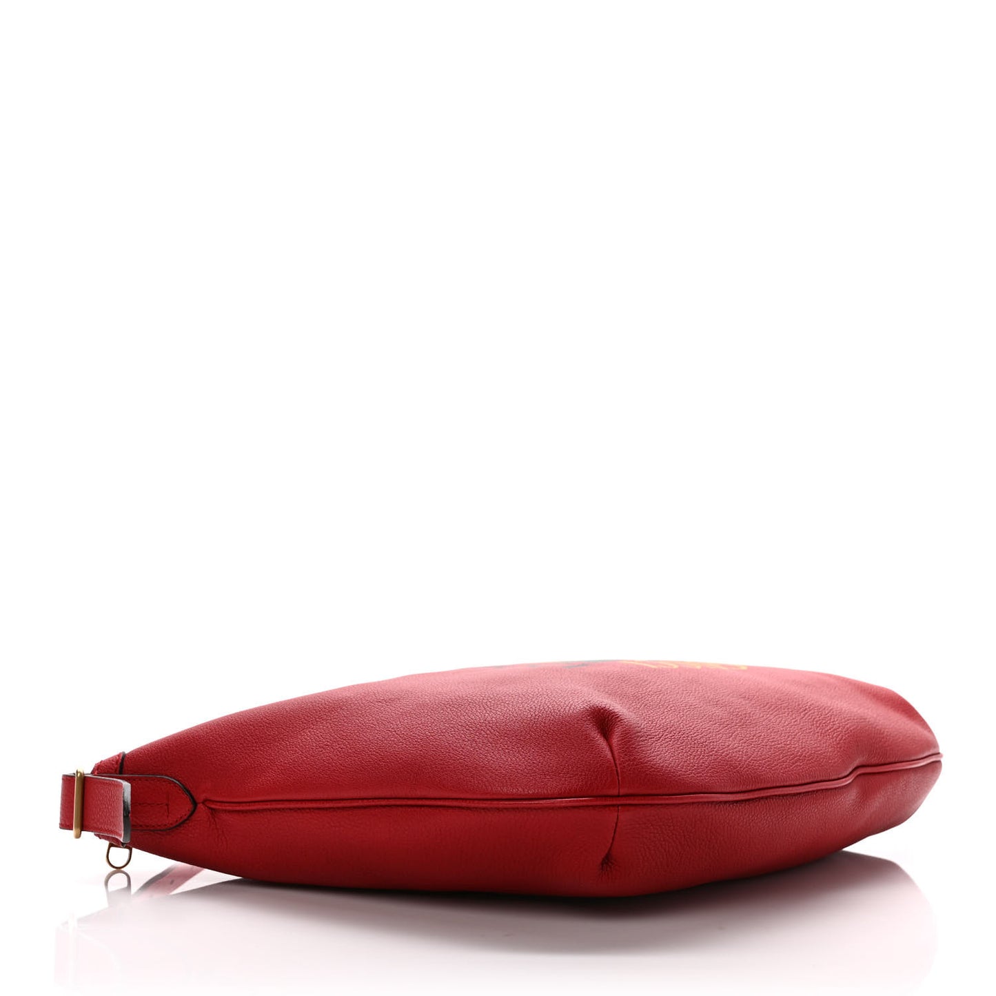 Grained Calfskin Logo Half Moon Hobo Red