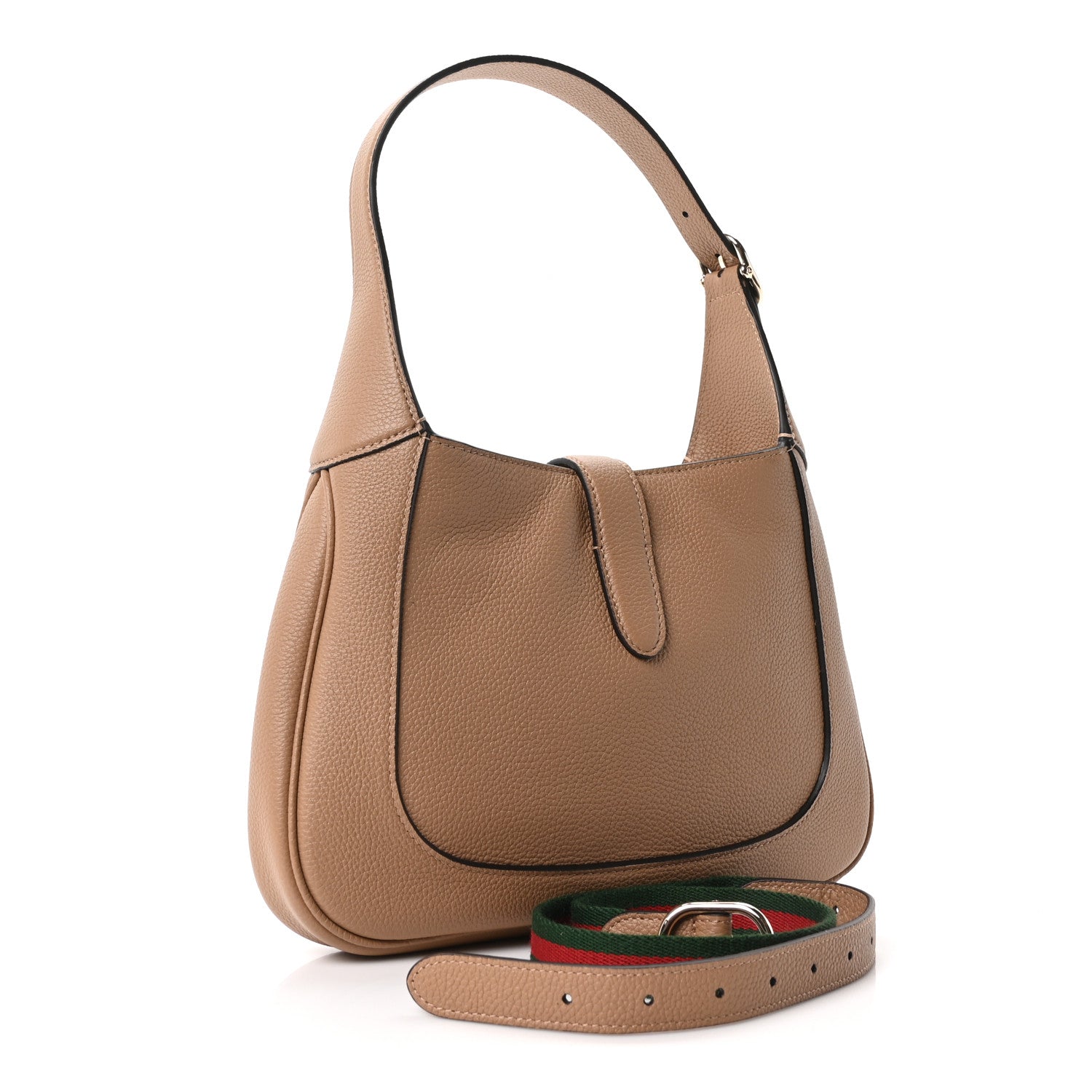 Gucci Grained Calfskin Web Medium Jackie 1961 Hobo Taupe 3 of 10