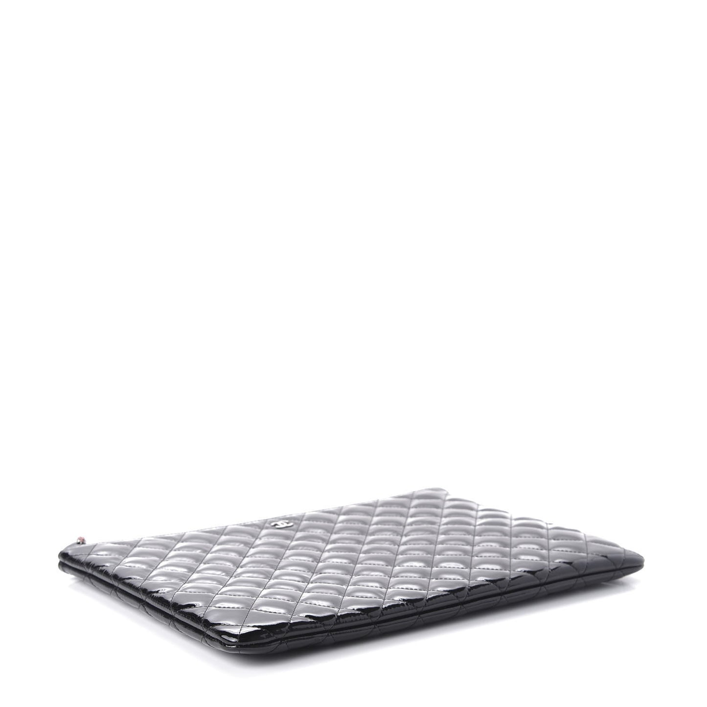 Patent Calfskin Quilted Valentine Hearts Large Cosmetic Case Black