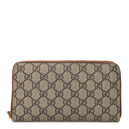 Gucci GG Supreme Monogram Cuoio Toscano Zip Around Organizer Wallet Beige Ebony Cuir 1 of 10