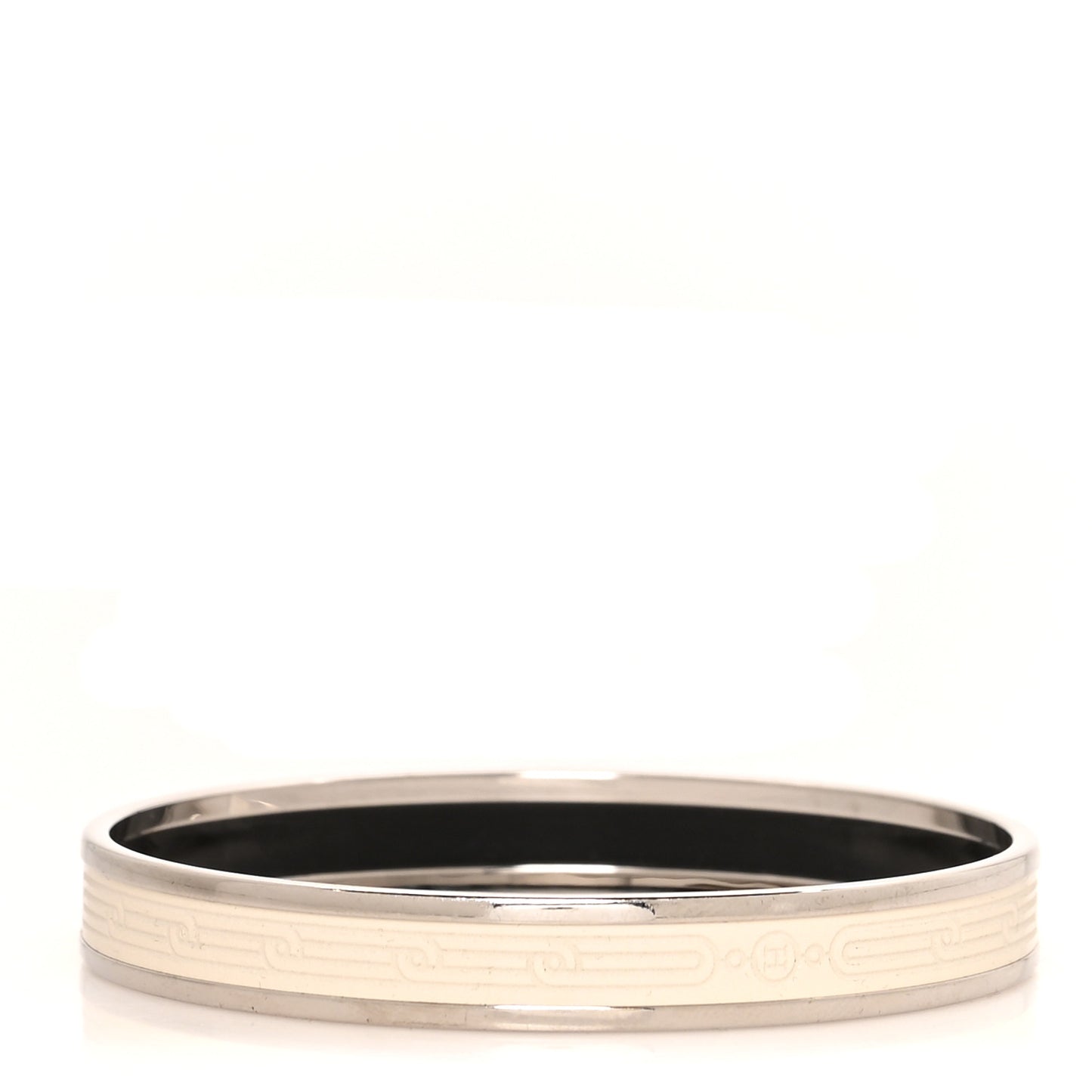 Enamel Printed Narrow Sellier Bracelet 65 White