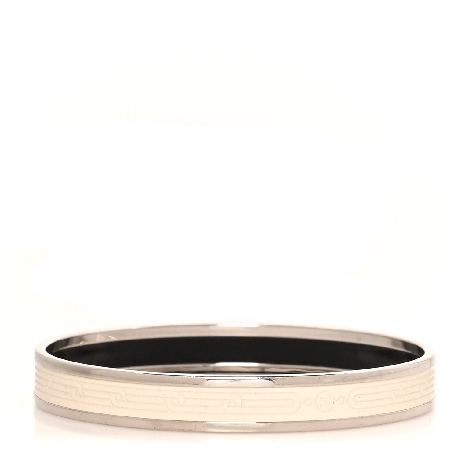 Hermes Enamel Printed Narrow Sellier Bracelet 65 White 1 of 5