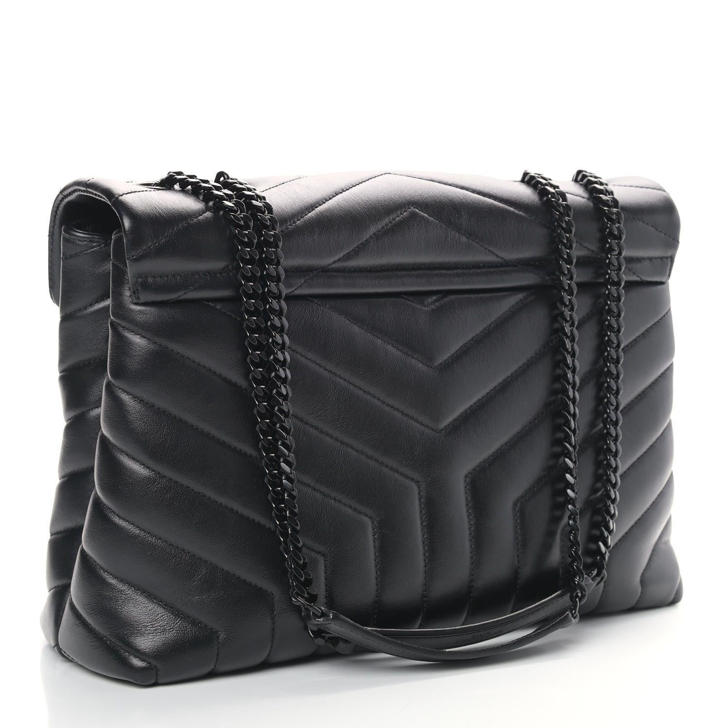 Saint Laurent Calfskin Y Quilted Monogram Medium Loulou Chain Satchel Black 3 of 12