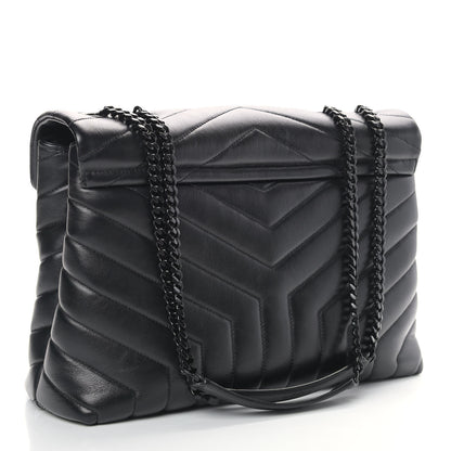 Saint Laurent Calfskin Y Quilted Monogram Medium Loulou Chain Satchel Black 3 of 12