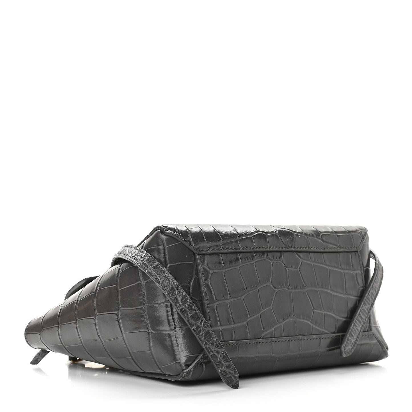 Calfskin Crocodile Embossed Nano Belt Bag Grey