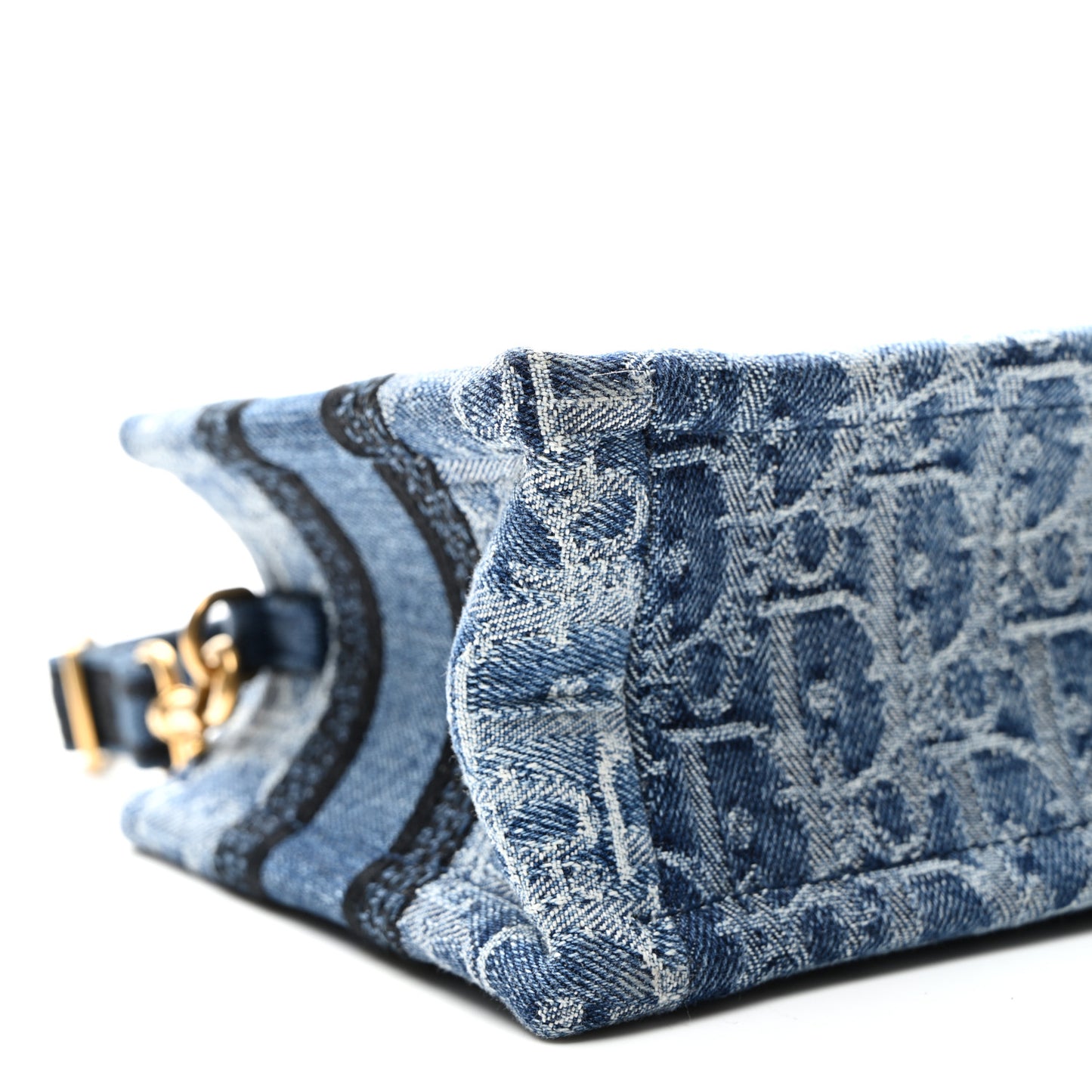 Denim Oblique Mini Book Tote With Strap Blue