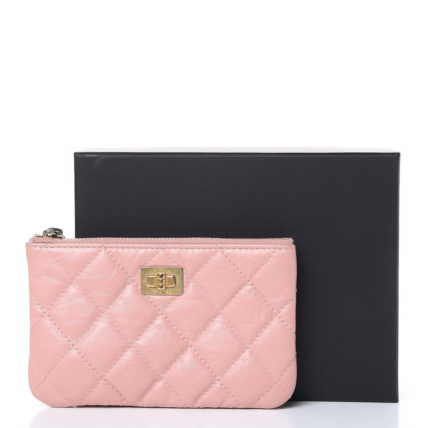 Aged Calfskin Quilted Small Reissue Cosmetic Case Light Pink