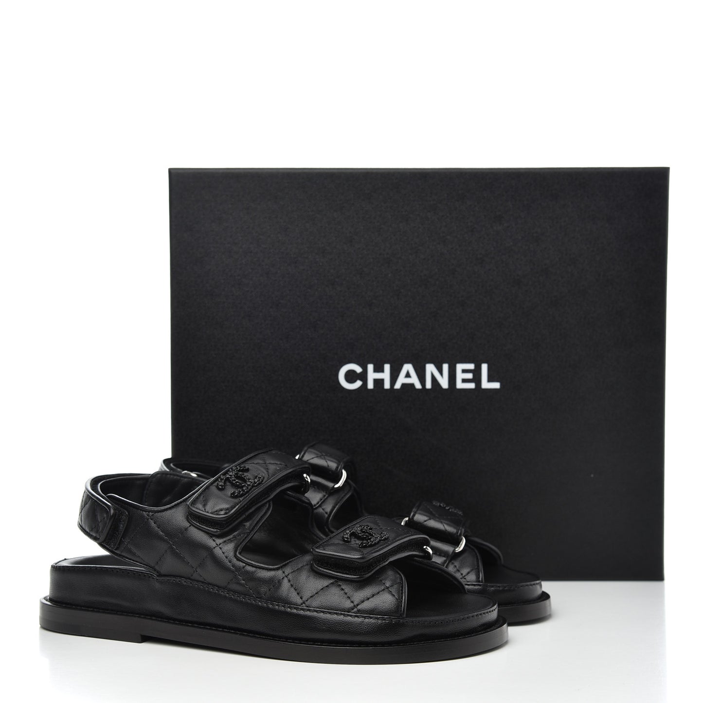 Lambskin Velcro Dad Sandals 35 Black