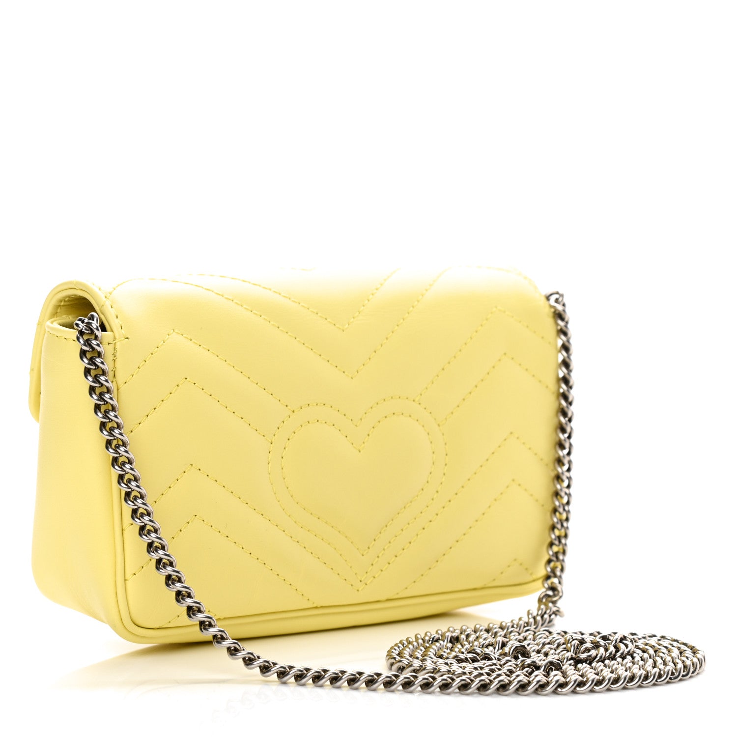 Gucci Calfskin Matelasse Super Mini GG Marmont Shoulder Bag Banana 3 of 11