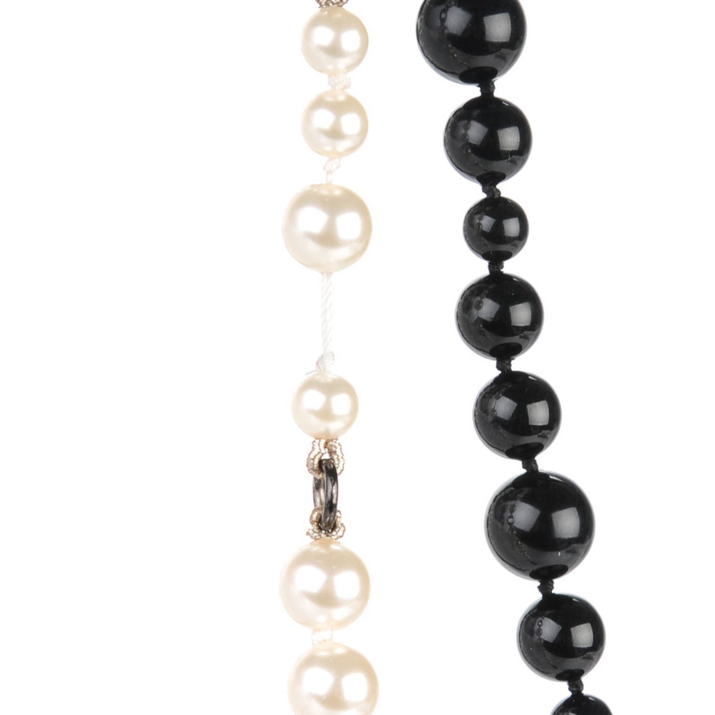 Pearl Beaded CC Double Strand Belt Black White